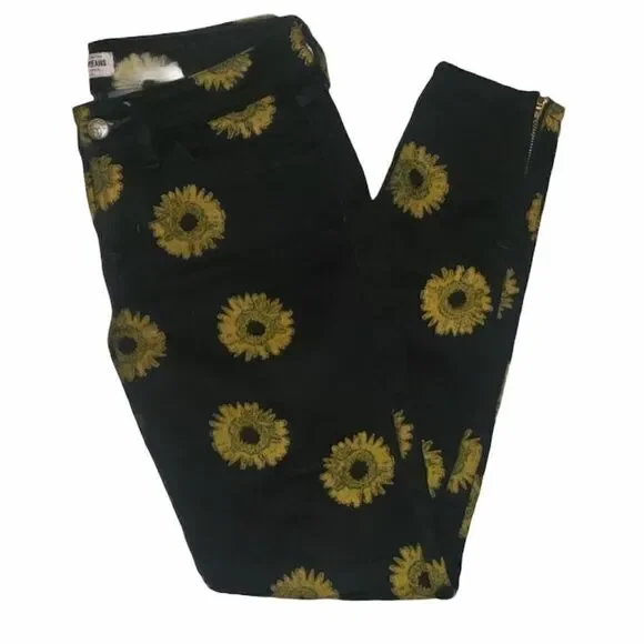 NEW Guess Black Sunflower Skinny Ankle Jeans 24 - Picture 2 of 12